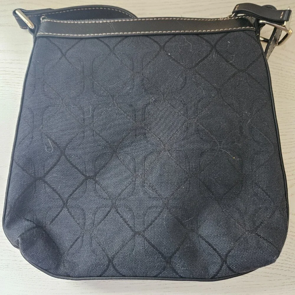 Nine West Black Geometric Crossbody Bag Adjustable Strap Multi Pocket Purse